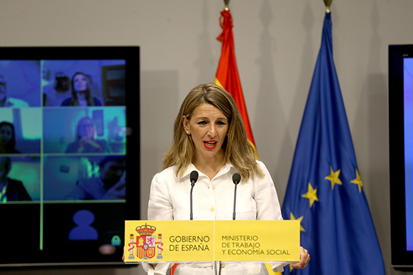 La ministra de Trabajo y Economía Social, Yolanda Díaz, en una comparecencia reciente. Foto: Europa Press.