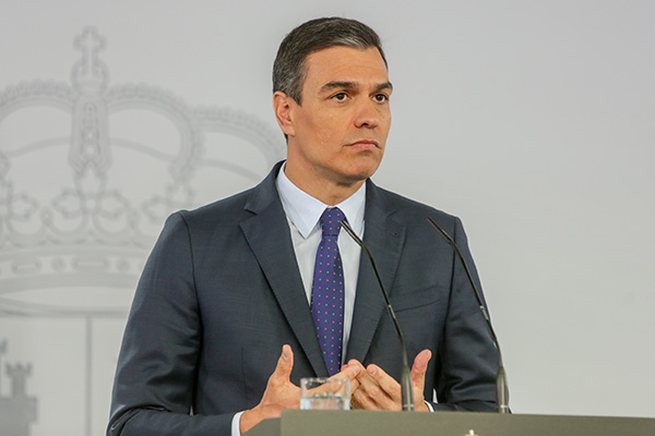 Pedro Sánchez, presidente del Gobierno, durante la rueda de prensa del sábado. Foto: Europa Press.