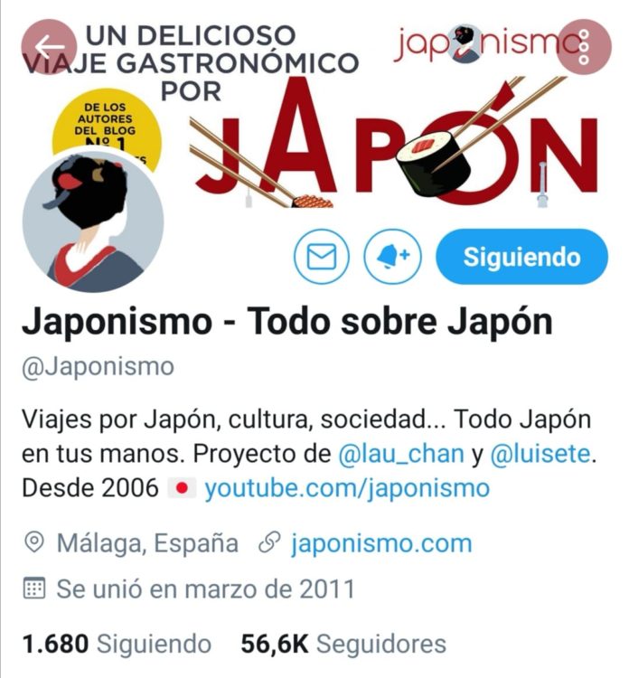 Perfil de @japonismo en Twitter.