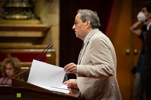 Quim Torra, durante la sesión de ayer en el Parlament. Foto: Europa Press.
