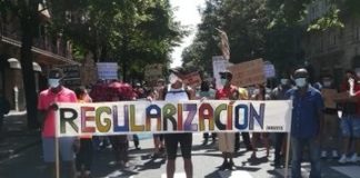 Manifestación en favor de la regularización de inmigrantes en España.