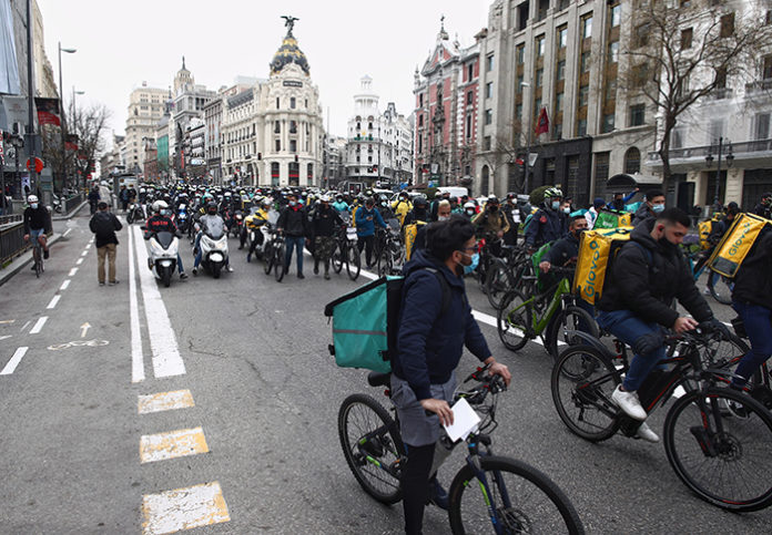 Más de 2.000 riders participaron en una manifestación a principios de marzo en Madrid. Foto: Europa Press.