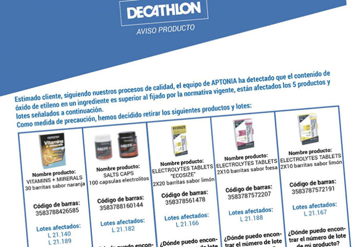 Barritas energéticas retiradas por Decathlon. Foto: FACUA.