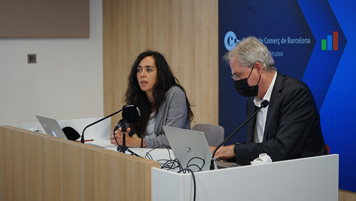 Mònica Roca, presidenta de la Cambra de Comerç de Barcelona, durante la rueda de prensa de hoy. Foto: Cambra de Comerç.