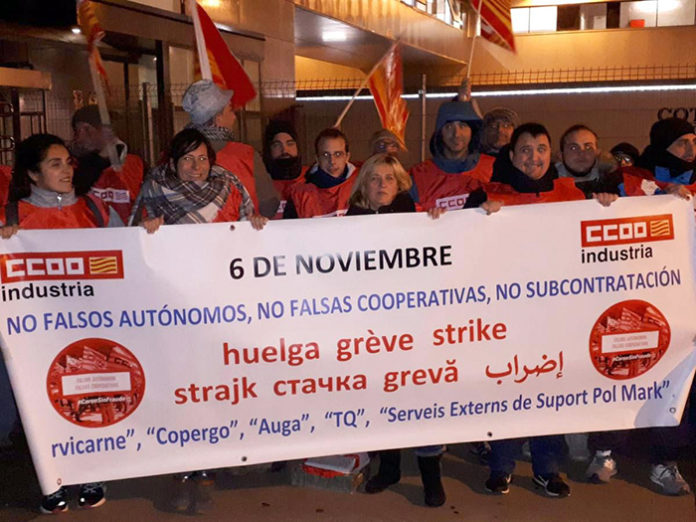 Trabajadores del Grupo Vall Companys manifestándose a finales del año 2018. Foto: CCOO.
