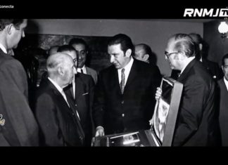 La directiva del Barça en uno de sus homenajes al dictador Francisco Franco.
