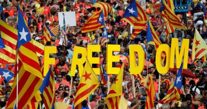 Manifestación por la independencia de Cataluña.