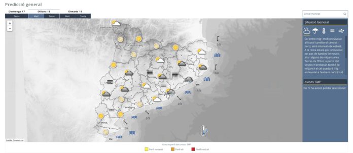 Mapa del tiempo del Meteocat para el lunes 18 de noviembre.