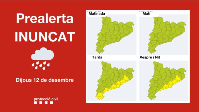 Anuncio de Protección Civil de la Generalitat de activación del plan INUNCAT ante la previsión de fuertes lluvias a lo largo de este jueves.