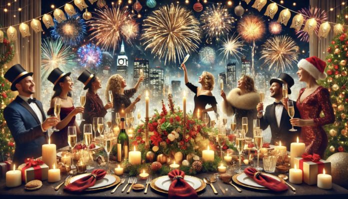 Imagen generada por Chatgpt sobre una celebración de Fin de Año pantagruélica.