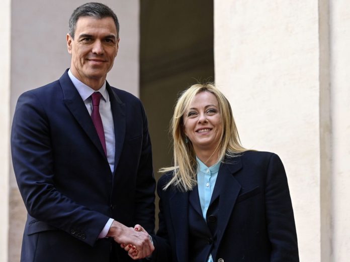 Pedro Sánchez y Giorgia Meloni