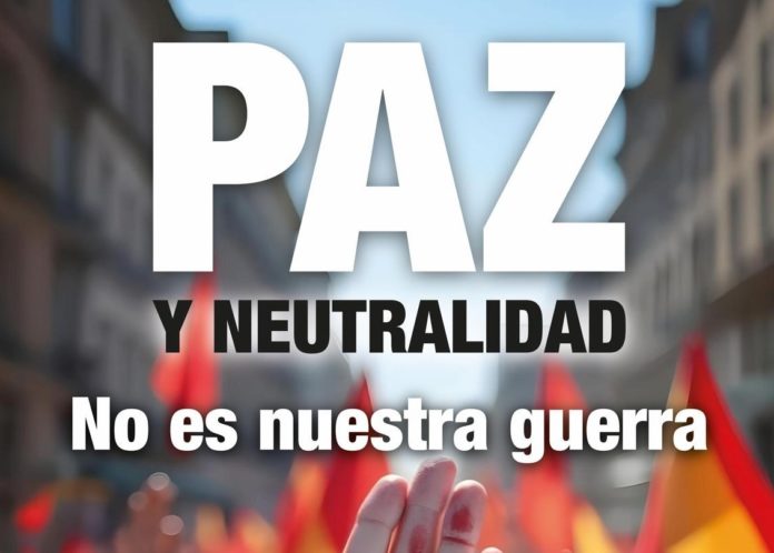 Cartel de la manifestación contra la guerra del próximo día 9 de marzo ante el Congreso de los Diputados.