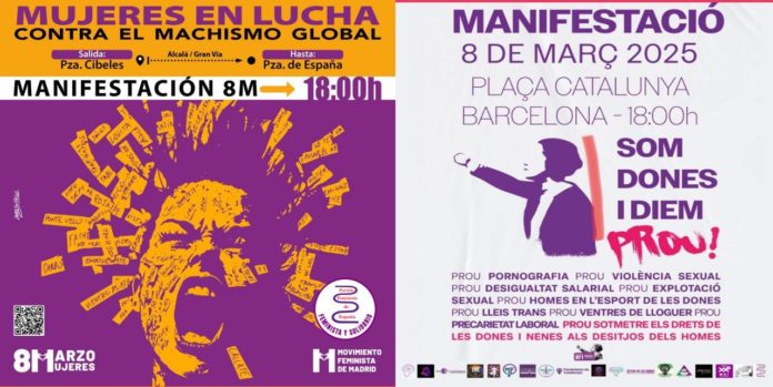 8M dividido, Barcelona acoge dos manifestaciones con proclamas dispares