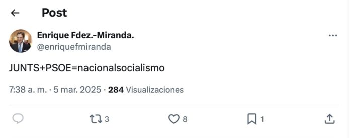 Mensaje publicado por Enrique Fernández-Miranda en su cuenta de X.
