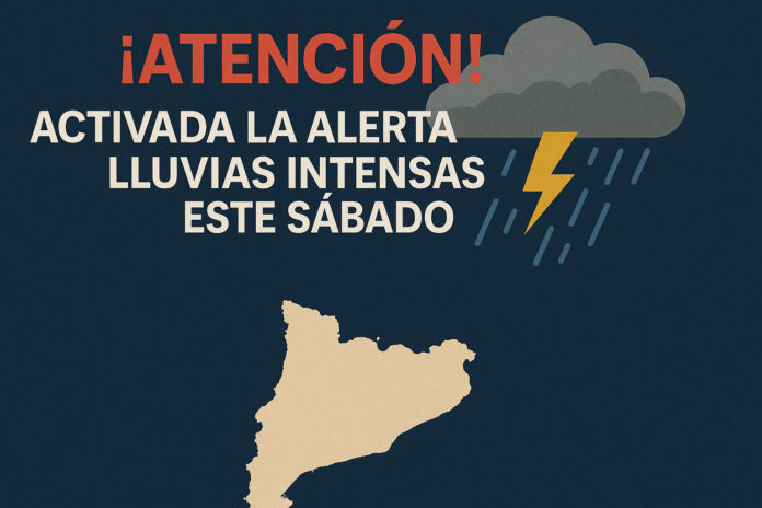 Imagen de alerta por lluvias intensas en Cataluña este sábado.
