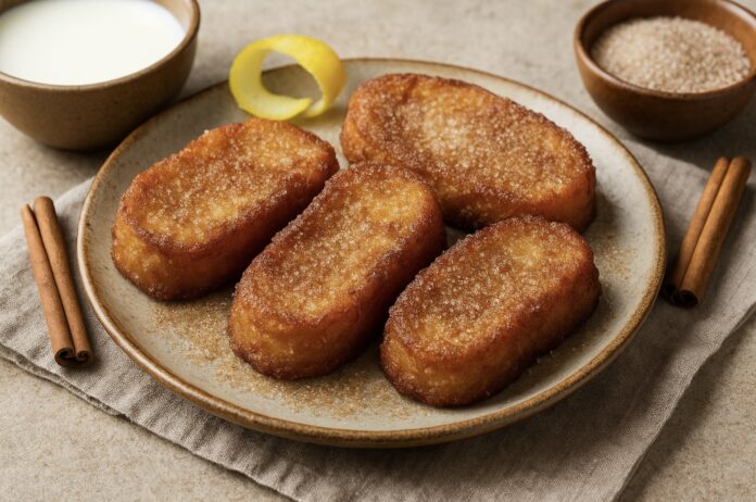 Vista de un plato de torrijas.