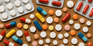 Imagen de medicamentos generada por IA.