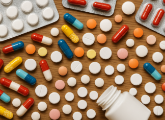 Imagen de medicamentos generada por IA.