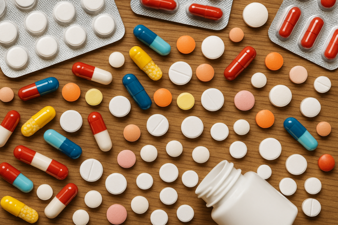 Imagen de medicamentos generada por IA.