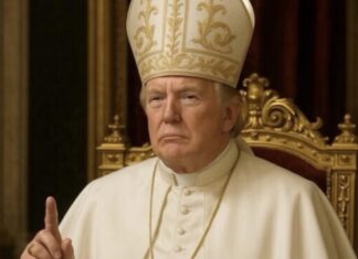 Vista de la imagen generada por IA que Donald Trump ha publicado en su perfil de X como si fuera un papa católico.