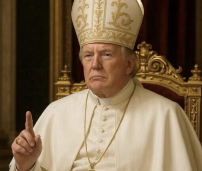 Vista de la imagen generada por IA que Donald Trump ha publicado en su perfil de X como si fuera un papa católico.