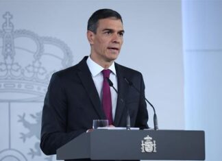 El presidente del Gobierno, Pedro Sánchez, en una rueda de prensa.