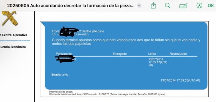 Captura de pantalla del informe de la UCO que podría demostrar que Pedro Sánchez llegó a la secretaría general del PSOE vía de un presunto pucherazo.