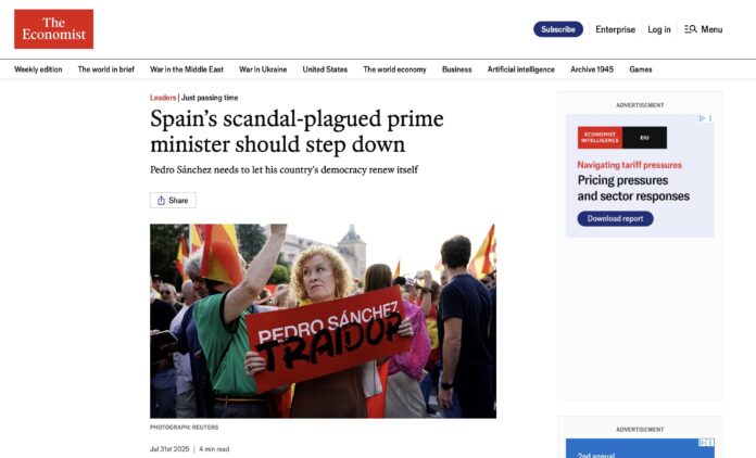 Vista del editorial publicado por The Economist.