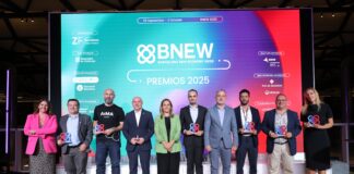 Un momento de la entrega de los premios de la BNEW 2025 a las mejores startups.