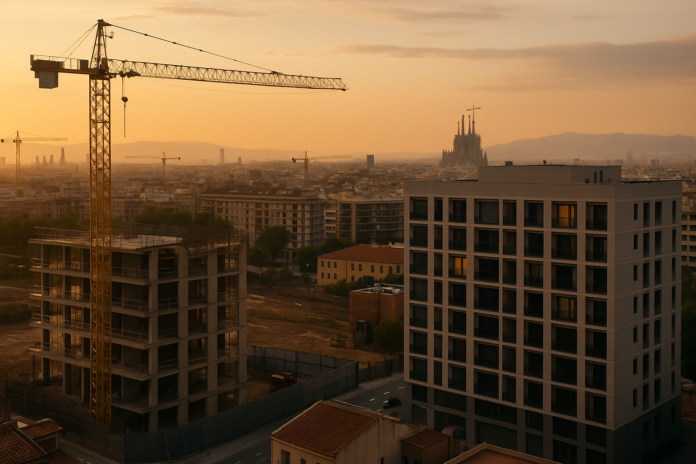 Vista de un edificio en construcción en Barcelona.