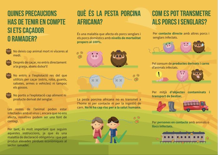 Vista de la campaña de información sobre la peste porcina africana puesta en marcha por la Generalitat.