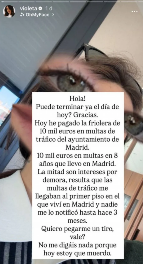 Violeta Mangriñán ha pagado 10.000 euros en multas de tráfico