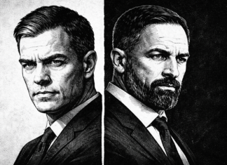 Ilustración con los rostros de Pedro Sánchez y Santiago Abascal.