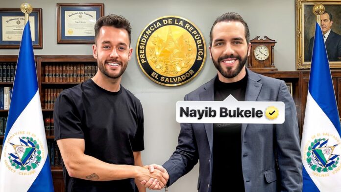 El youtuber español The Grefg y el presidente de El Salvador, Najib Bukele.