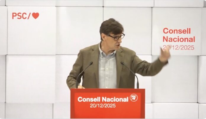 Salvador Illa durante su intervención ante el Consell Nacional del PSC.