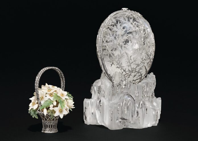 Vista del legendario Huevo de Invierno de Fabergé (Christie's).