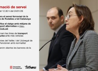 La Generalitat recomienda usar su plataforma Mou-te para planificar itinerarios alternativos.