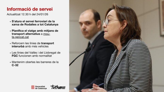 La Generalitat recomienda usar su plataforma Mou-te para planificar itinerarios alternativos.