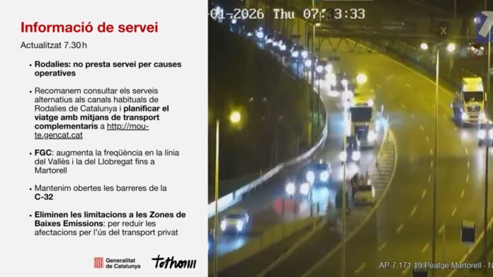 Caos total en la movilidad de Cataluña: Rodalies sigue suspendido y carreteras al límite