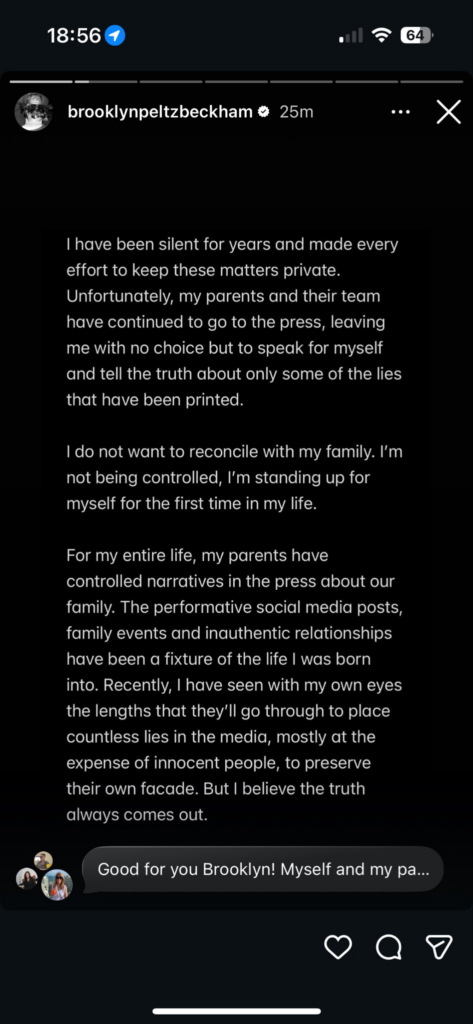 Brooklyn Beckham estalla contra sus padres