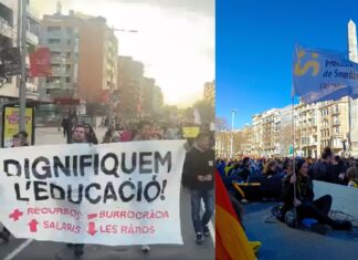 Huelga docente en Cataluña: movilizaciones y piquetes a primera hora, con centros funcionando bajo servicios mínimos.