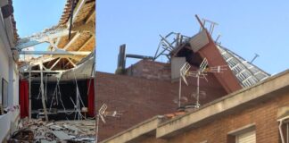 El vendaval provoca un derrumbe en una nave industrial de Barcelona y deja una víctima mortal.