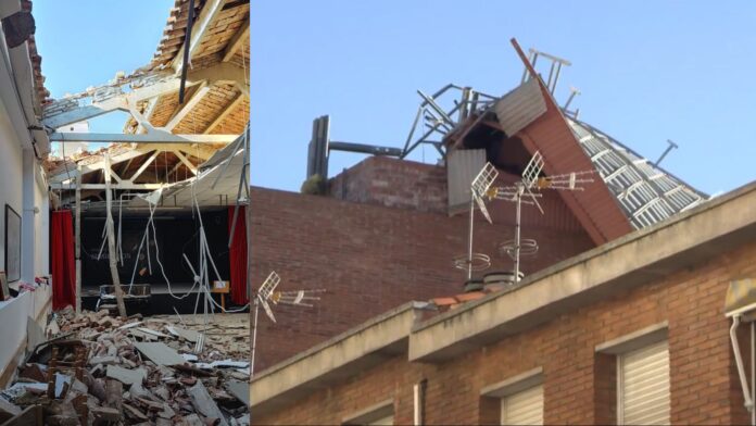 El vendaval provoca un derrumbe en una nave industrial de Barcelona y deja una víctima mortal.