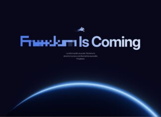 Captura de pantalla del portal freedom.gov con el mensaje "La información es poder. Reclama tu derecho humano a la libertad de expresión. Prepárate".