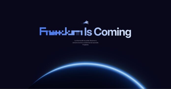 Captura de pantalla del portal freedom.gov con el mensaje 