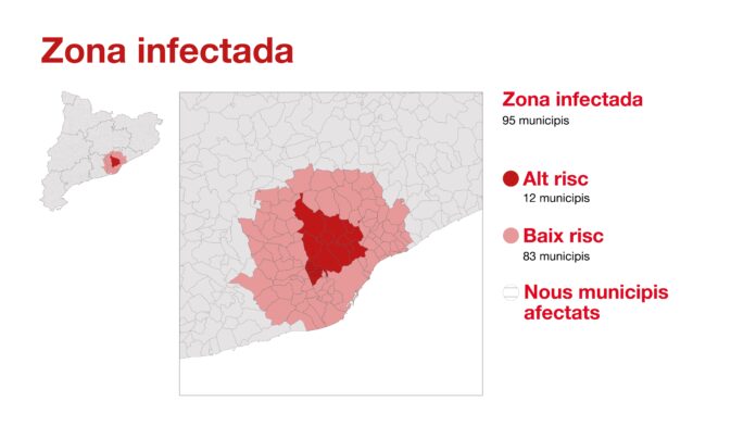 Mapa de restricciones por peste porcina en Molins de Rei y El Papiol.