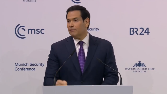 Marco Rubio, durante su intervención en la Conferencia de Seguridad de Múnich (14/02/2026).