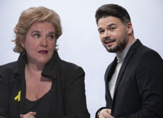 Pilar Rahola y Gabriel Rufián en un montaje sobre la polémica del frente de izquierdas.