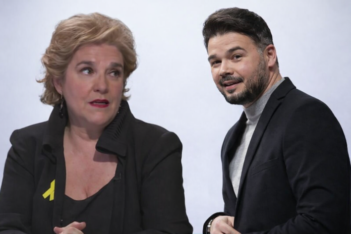 Pilar Rahola y Gabriel Rufián en un montaje sobre la polémica del frente de izquierdas.