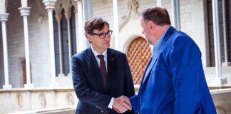 Reunión Salvador Illa y Oriol Junqueras en el Palau de la Generalitat presupuestos Cataluña.